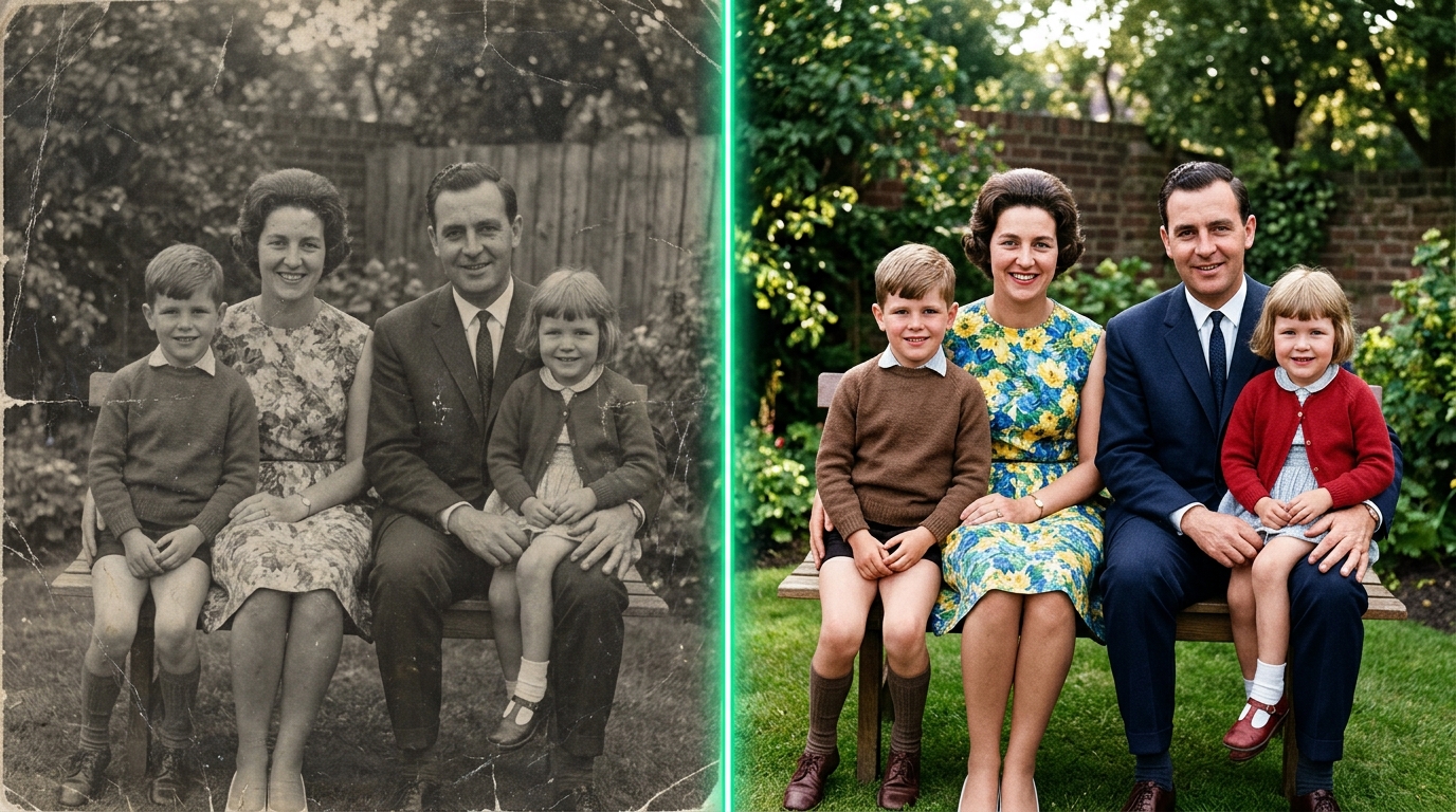 Yapay zeka ile eski fotoğraf restorasyonu ve netleştirme örneği
